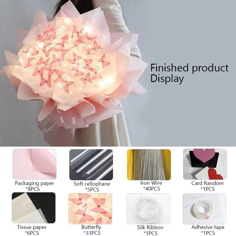 DIY Butterfly Bouquet Kit with LED Lights - 3 Color Options