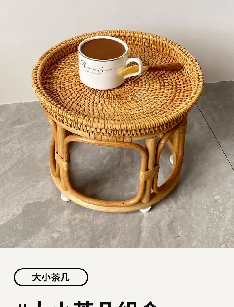 Creative Handmade Rattan Weaving Characteristics Retro Storage Home Tea Table Afternoon Tea Pastries Food Storage Furniture Hot