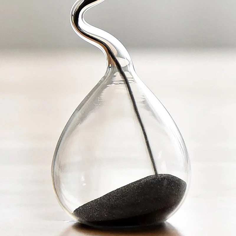 Curve Design Black Hourglass – Modern Glass Sand Timer for Elegant Home Decor