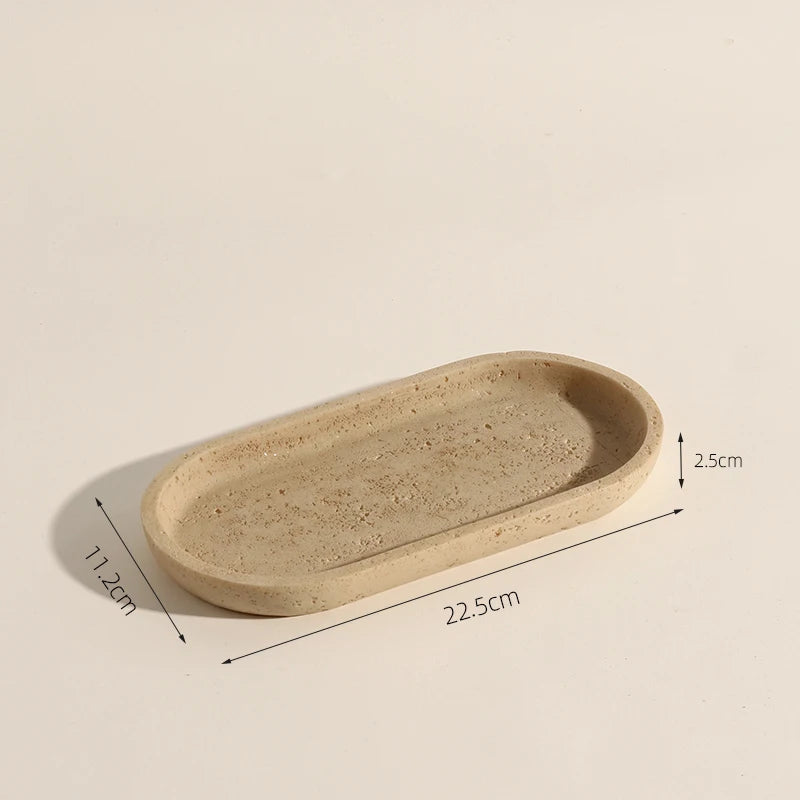 Wabi-Sabi Yellow Travertine Vanity Tray – Natural Stone Decor