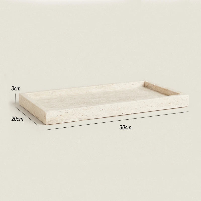 Travertine Stone Vanity Tray – Elegant Bathroom Organizer