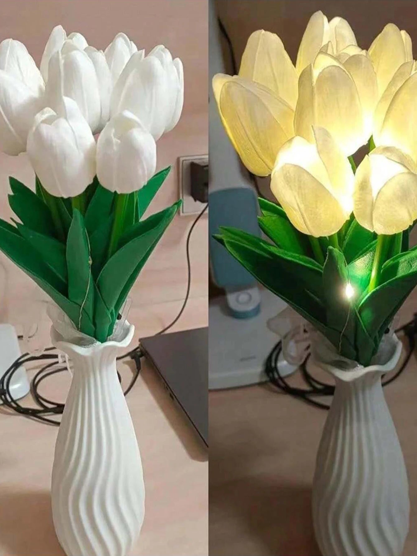 LED Tulip Bouquet Night Light - 5/10pcs Realistic Artificial Flowers