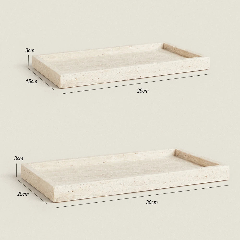 Travertine Stone Vanity Tray – Elegant Bathroom Organizer