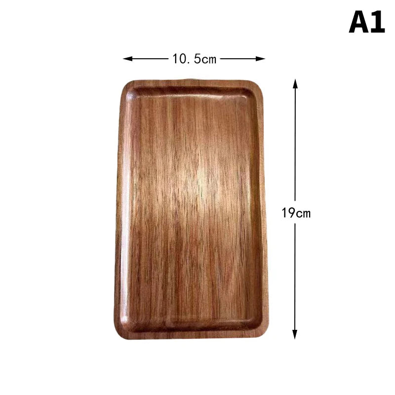 Solid Wood Round Dessert Plate - Multi-Style Serving Tray