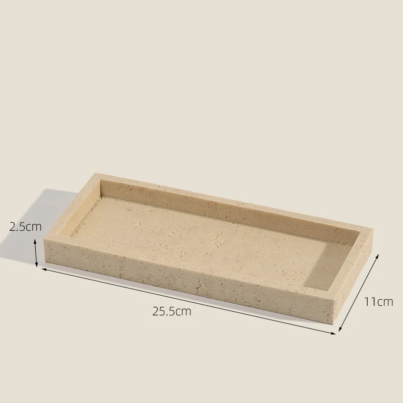 Wabi-Sabi Yellow Travertine Vanity Tray – Natural Stone Decor