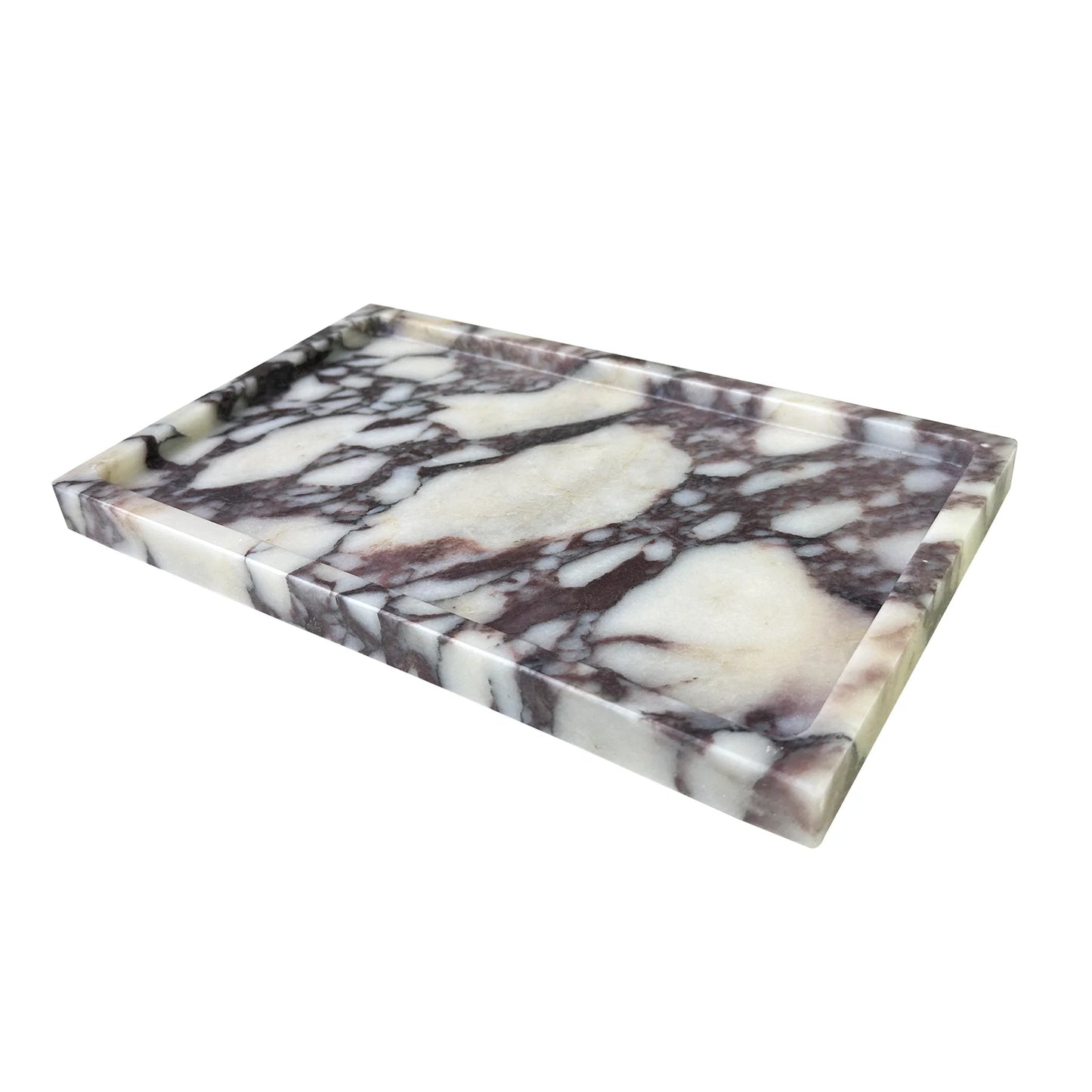 Natural Marble Vanity Tray - Elegant Calacatta Viola Organizer