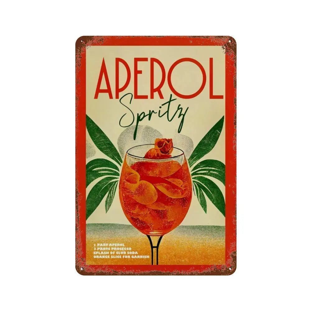 Vintage Cocktail & Fruit Juice Metal Tin Signs – Retro Bar Decor