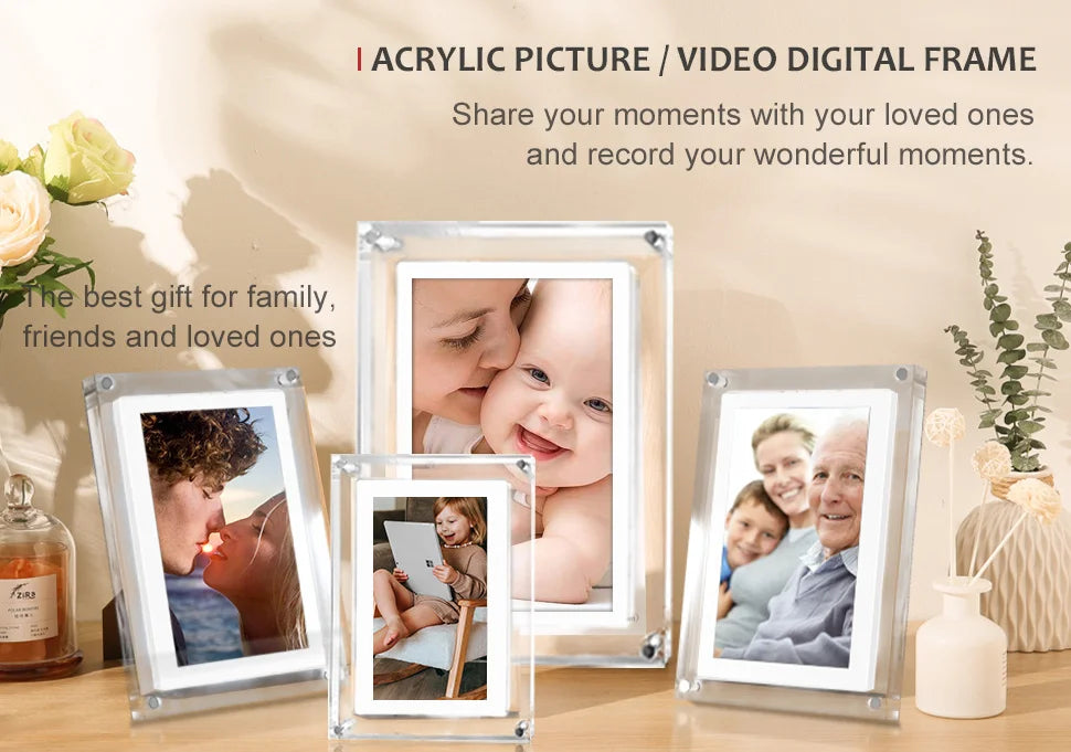 Cuttest Gift Acrylic Digital Photo Frame 5 Inch 1000mAh Vertical Display IPS Screen 2G Memory Battery Porta Retrato Digital