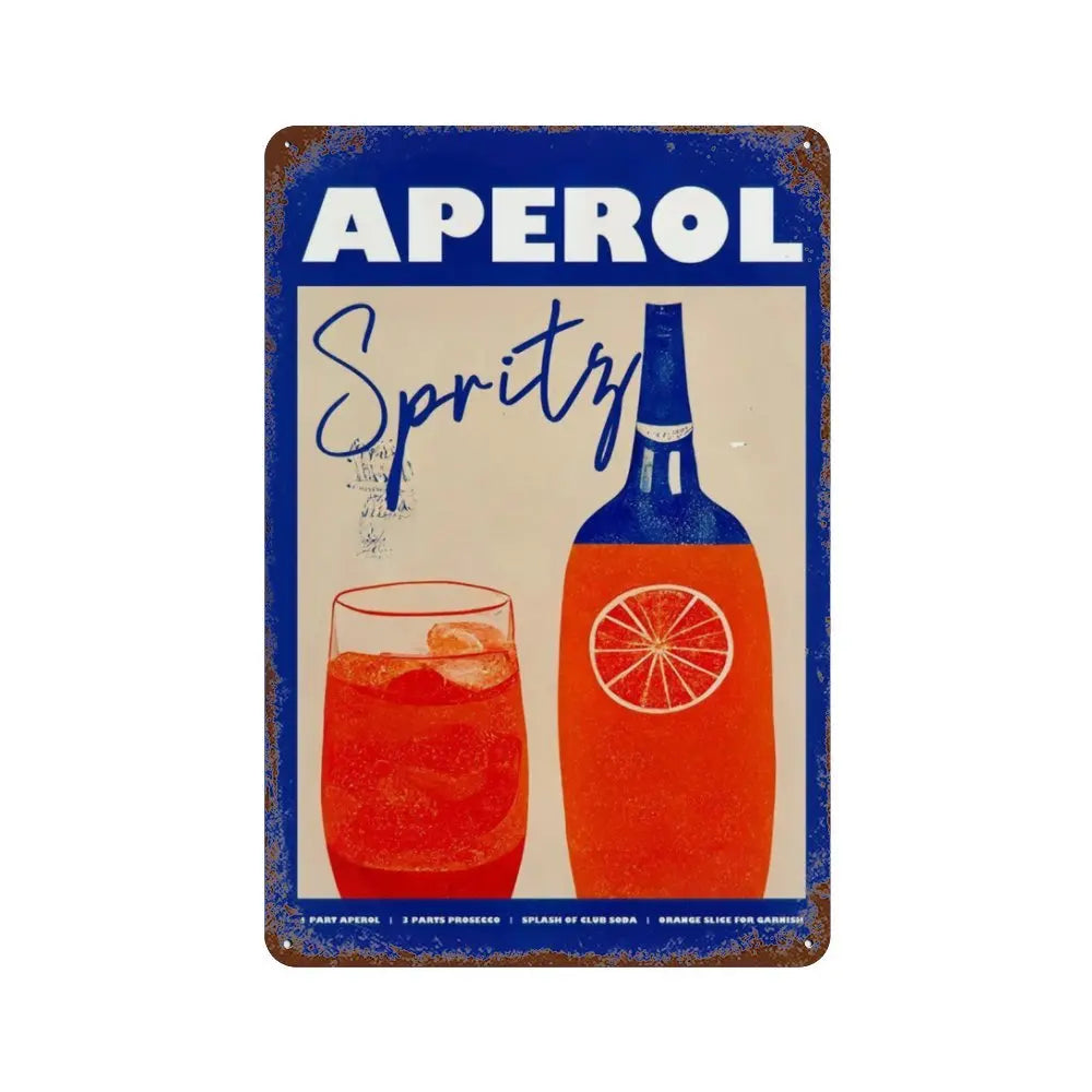 Vintage Cocktail & Fruit Juice Metal Tin Signs – Retro Bar Decor