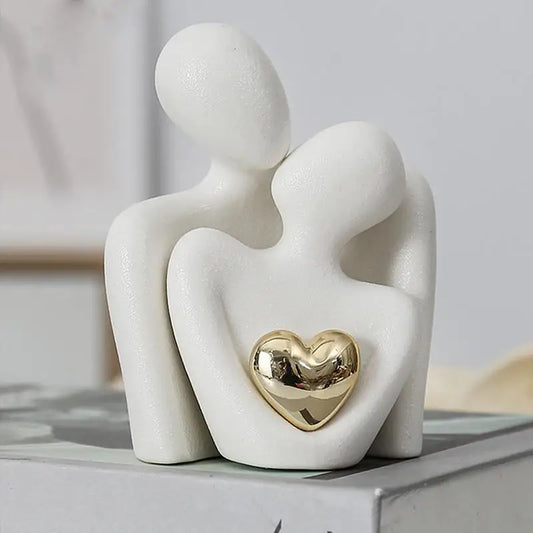 Nordic Decorative Abstract Couple Statue - Modern Ceramic Home Sculpture