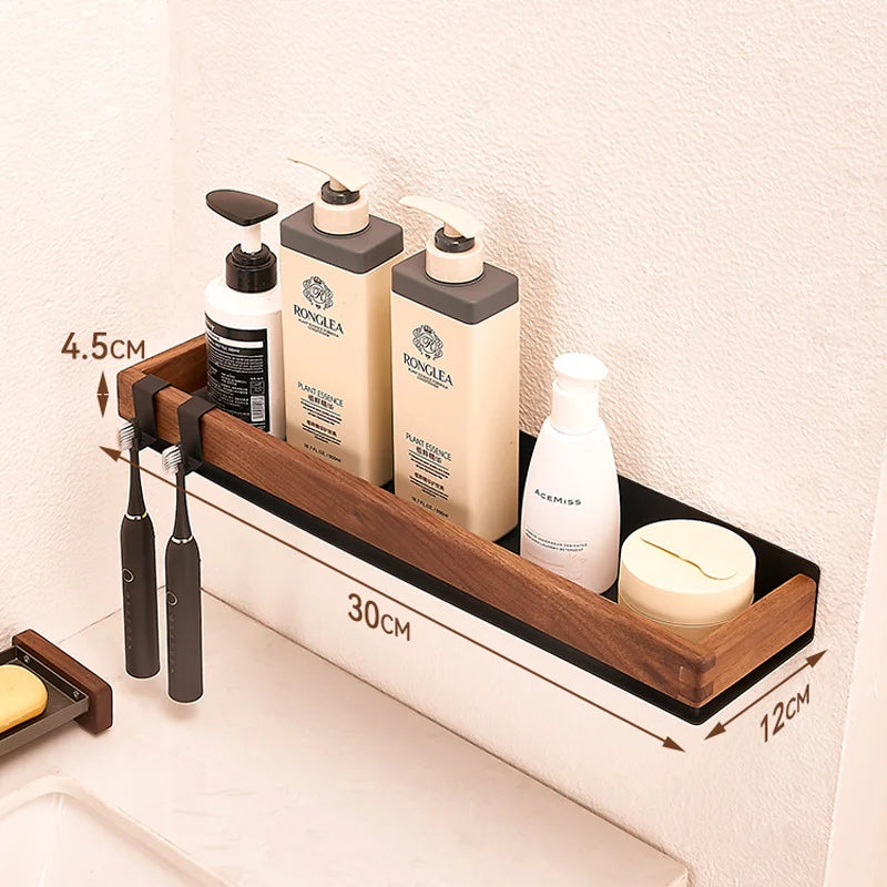 Wood Black Kitchen Shelf – Multi-Purpose Wall Rack