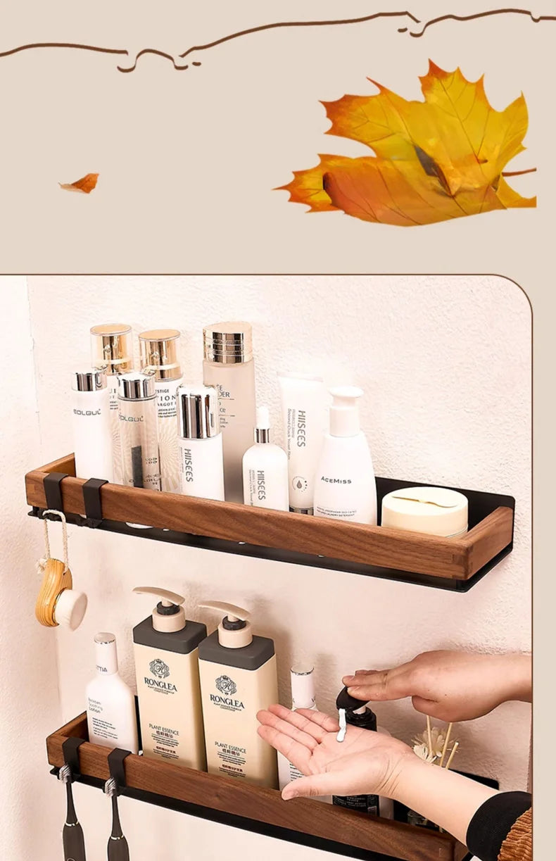 Wood Black Kitchen Shelf – Multi-Purpose Wall Rack