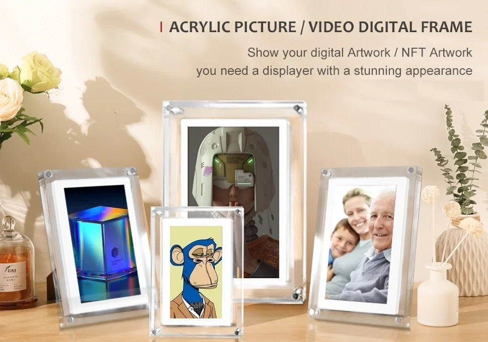 Cuttest Gift Acrylic Digital Photo Frame 5 Inch 1000mAh Vertical Display IPS Screen 2G Memory Battery Porta Retrato Digital