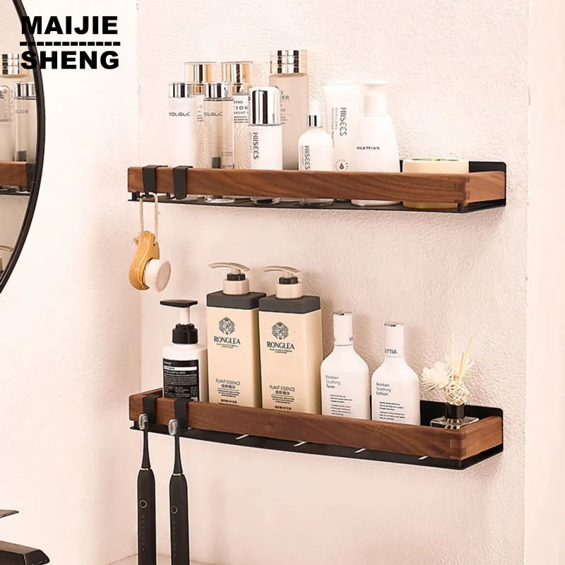 Wood Black Kitchen Shelf – Multi-Purpose Wall Rack