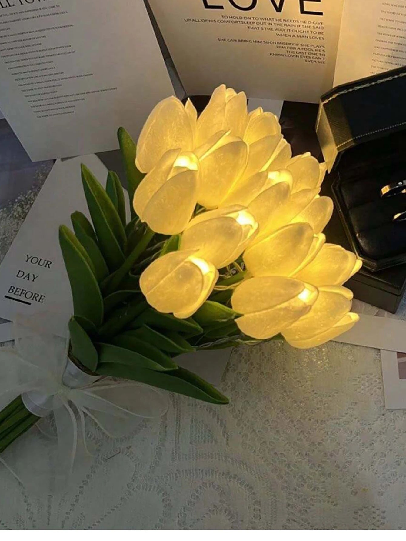 LED Tulip Bouquet Night Light - 5/10pcs Realistic Artificial Flowers