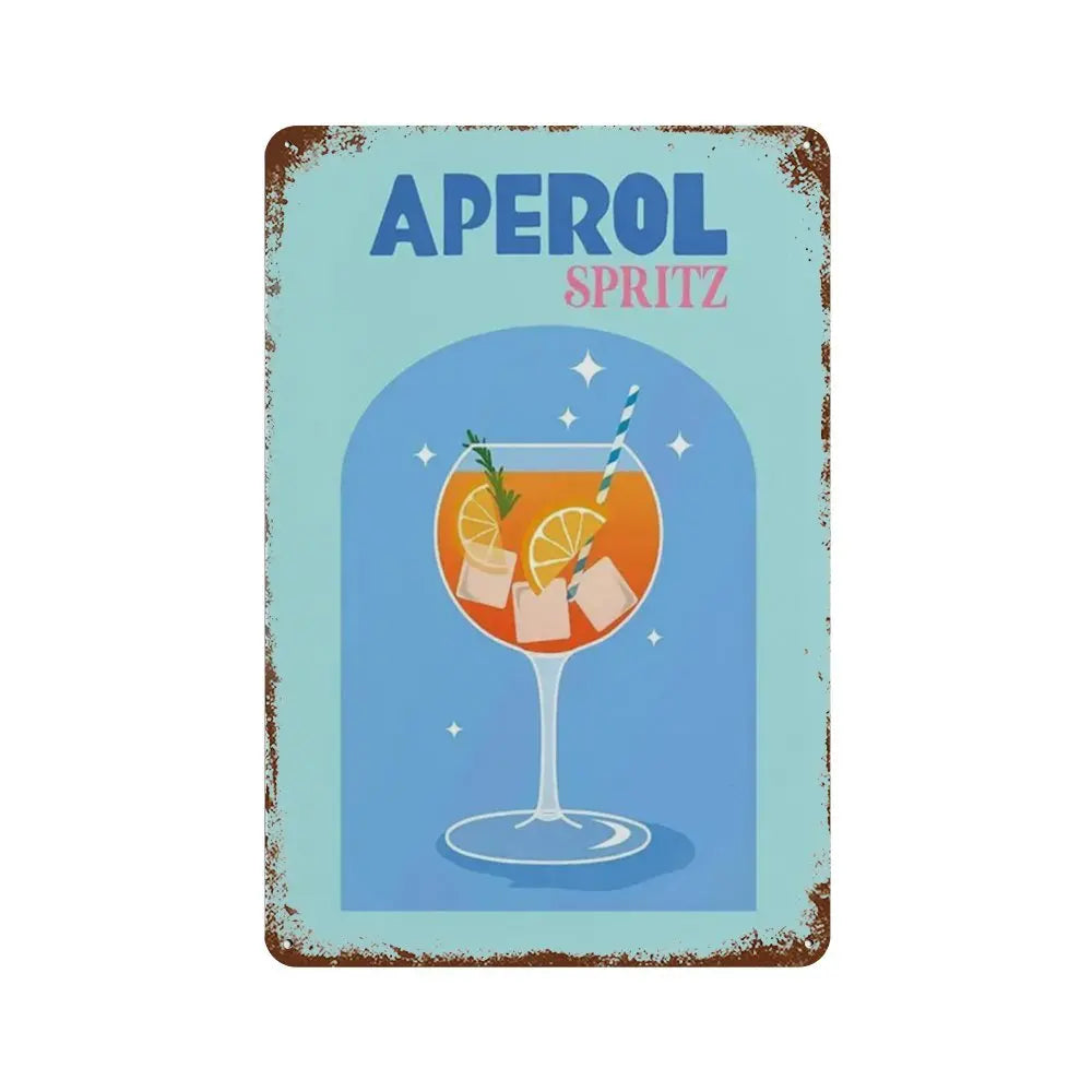 Vintage Cocktail & Fruit Juice Metal Tin Signs – Retro Bar Decor