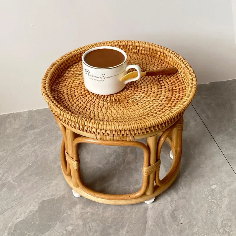 Creative Handmade Rattan Weaving Characteristics Retro Storage Home Tea Table Afternoon Tea Pastries Food Storage Furniture Hot