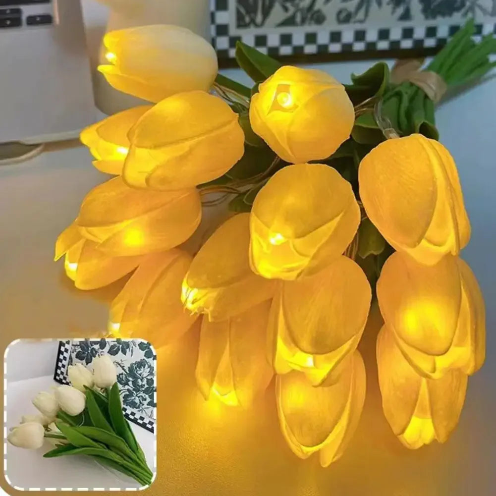 LED Tulip Bouquet Night Light - 5/10pcs Realistic Artificial Flowers