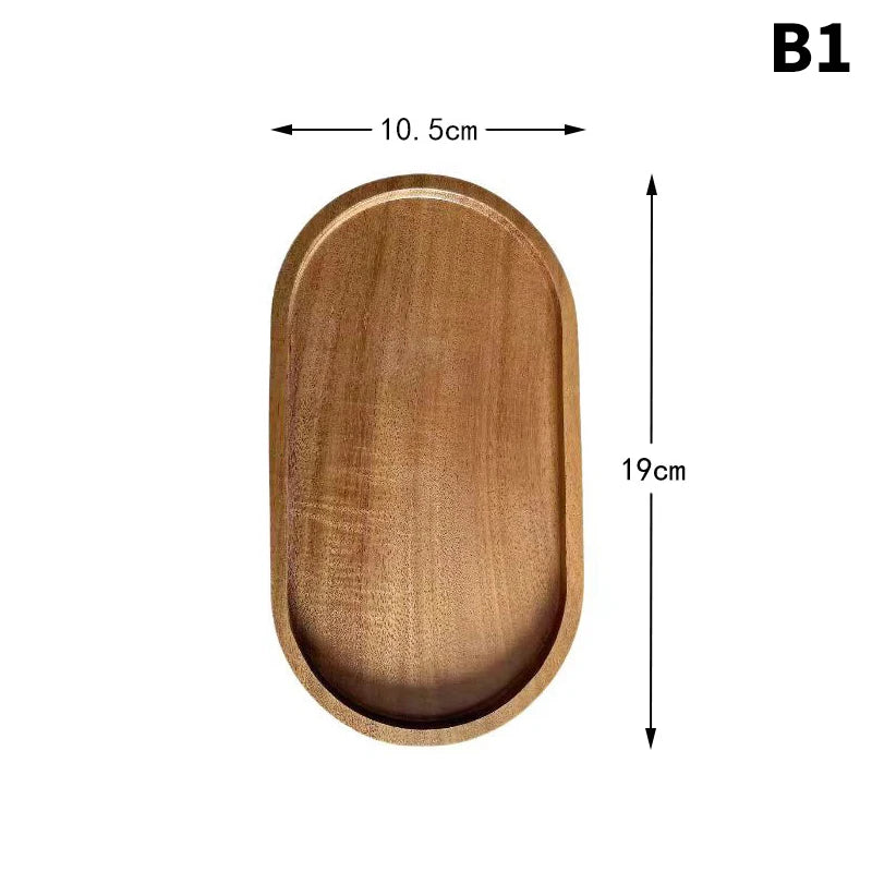 Solid Wood Round Dessert Plate - Multi-Style Serving Tray