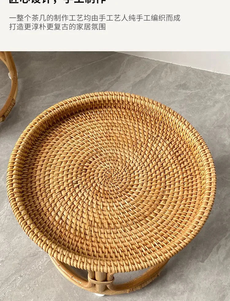 Creative Handmade Rattan Weaving Characteristics Retro Storage Home Tea Table Afternoon Tea Pastries Food Storage Furniture Hot