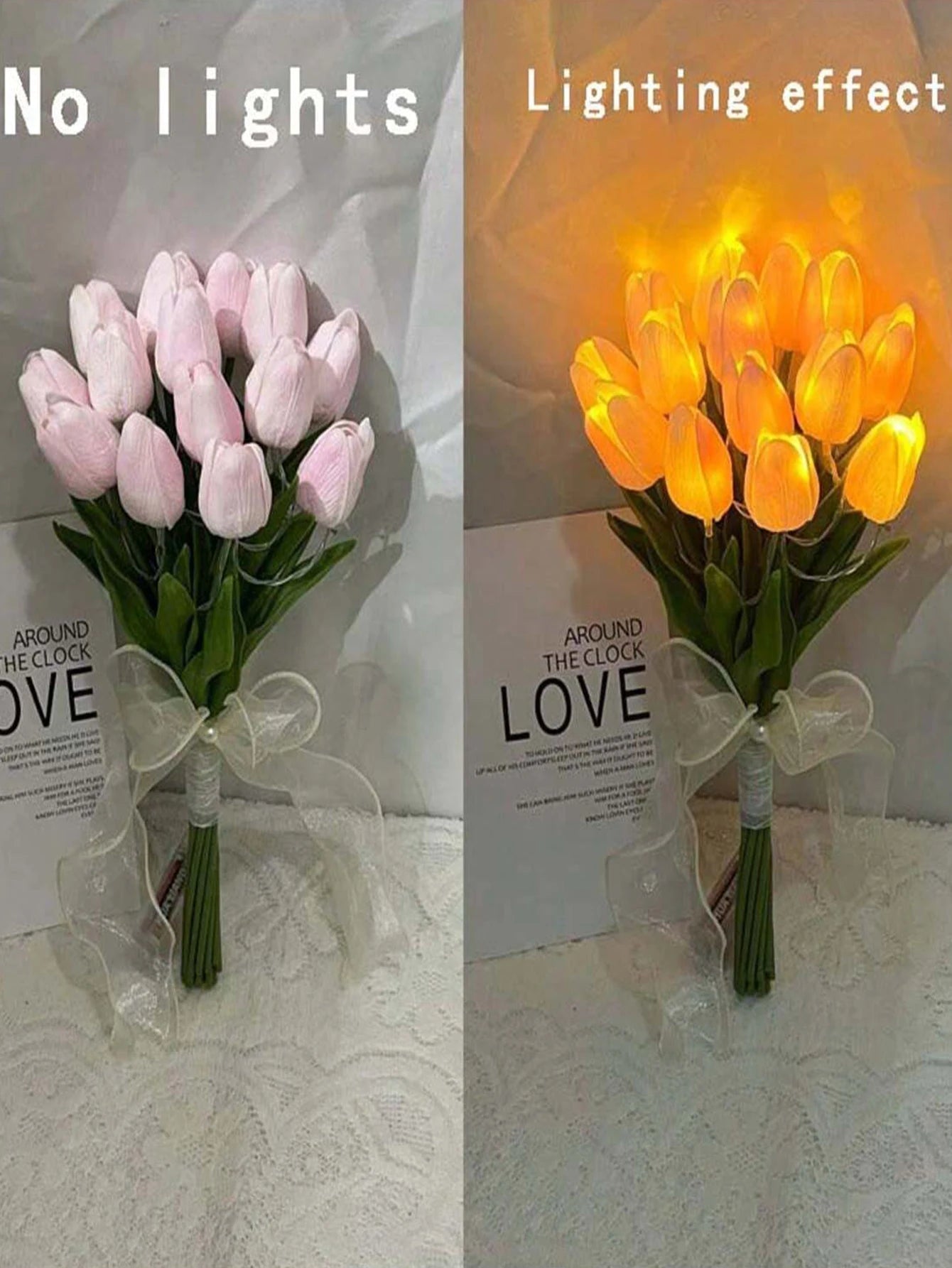 LED Tulip Bouquet Night Light - 5/10pcs Realistic Artificial Flowers