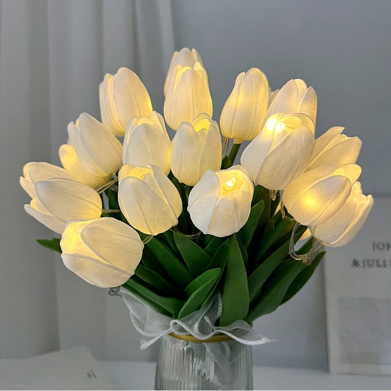 LED Tulip Bouquet Night Light - 5/10pcs Realistic Artificial Flowers