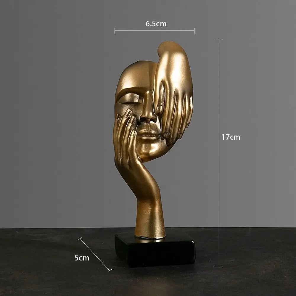 Nordic Light Luxury Resin Abstract Statue - Modern Face Character Figurine