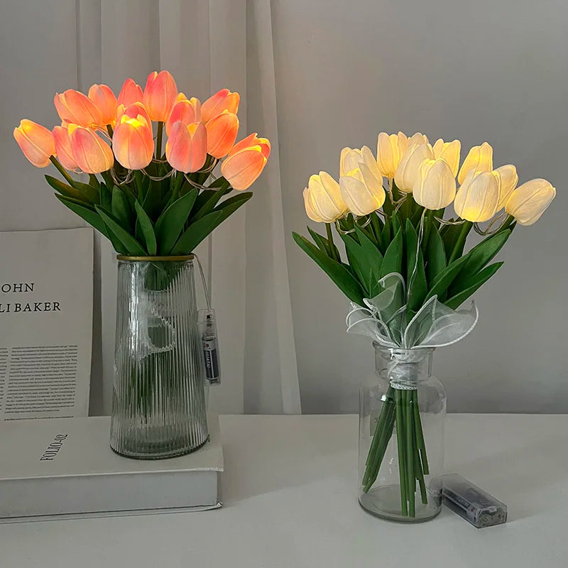 LED Tulip Bouquet Night Light - 5/10pcs Realistic Artificial Flowers