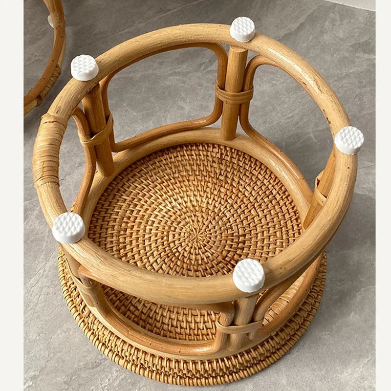 Creative Handmade Rattan Weaving Characteristics Retro Storage Home Tea Table Afternoon Tea Pastries Food Storage Furniture Hot