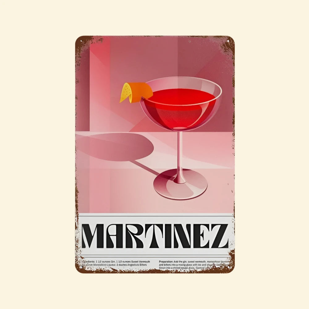 Vintage Cocktail & Fruit Juice Metal Tin Signs – Retro Bar Decor