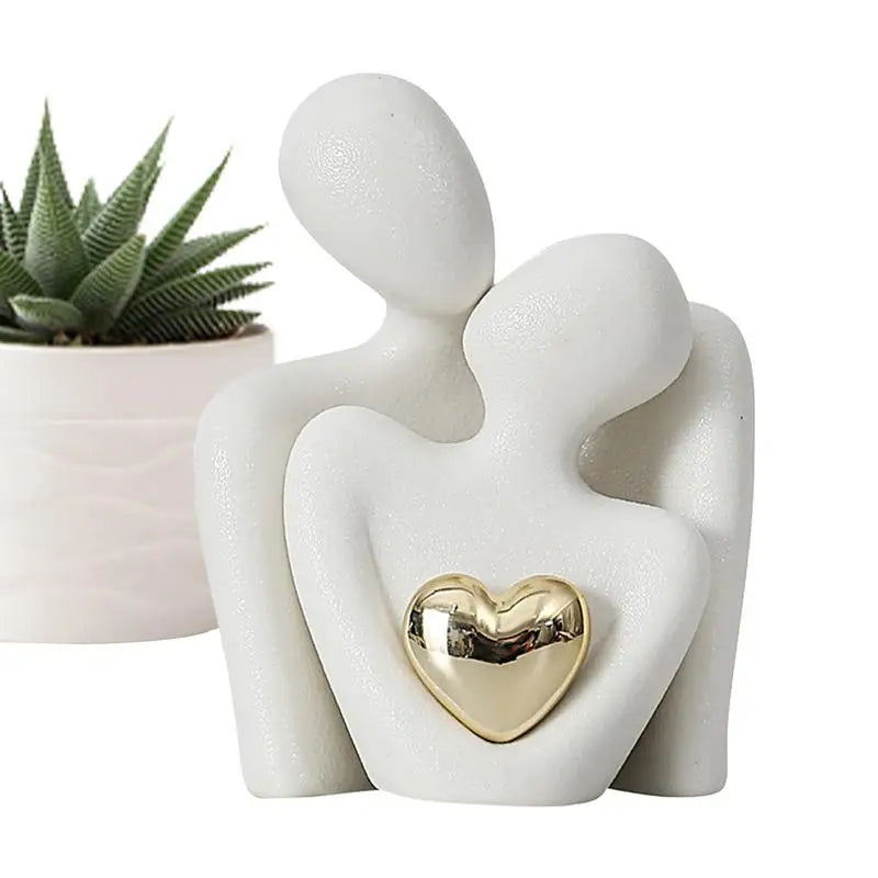 Nordic Decorative Abstract Couple Statue - Modern Ceramic Home Sculpture