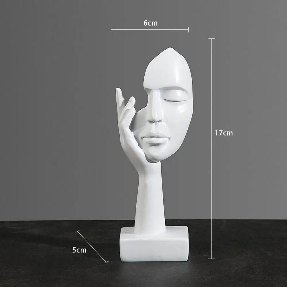 Nordic Light Luxury Resin Abstract Statue - Modern Face Character Figurine