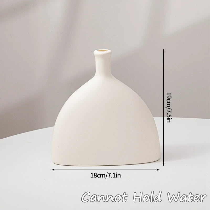 Imitation Ceramic Donut Vase - Modern White Hollow Design for Single Flowers