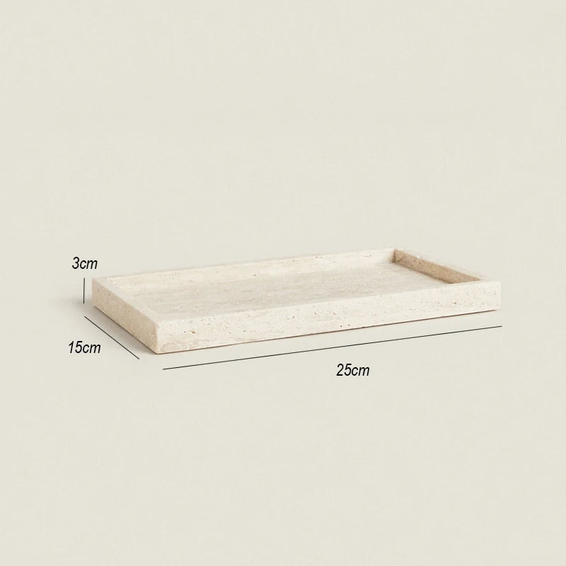 Travertine Stone Vanity Tray – Elegant Bathroom Organizer