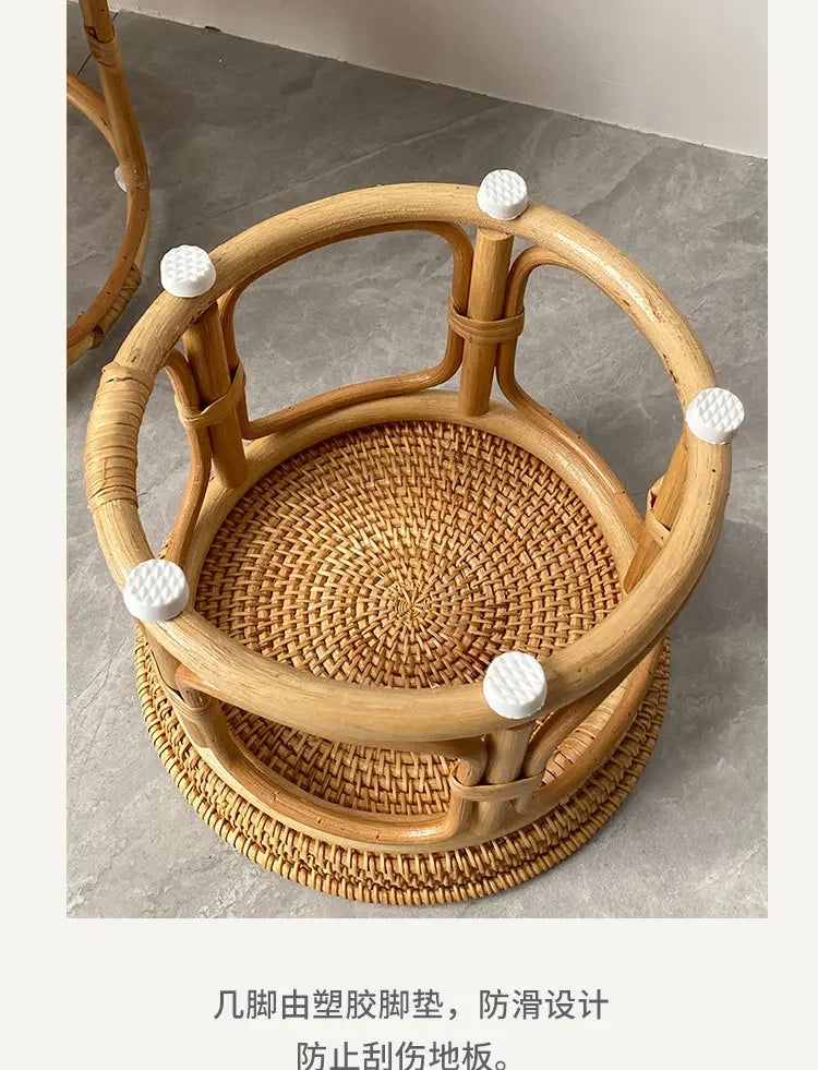 Creative Handmade Rattan Weaving Characteristics Retro Storage Home Tea Table Afternoon Tea Pastries Food Storage Furniture Hot