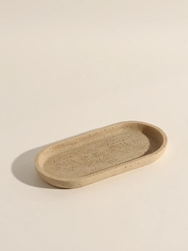 Wabi-Sabi Yellow Travertine Vanity Tray – Natural Stone Decor