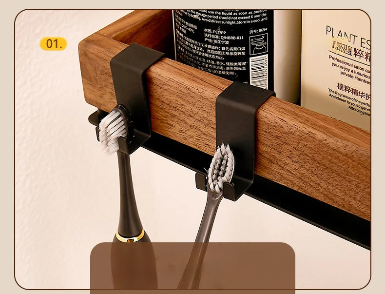 Wood Black Kitchen Shelf – Multi-Purpose Wall Rack