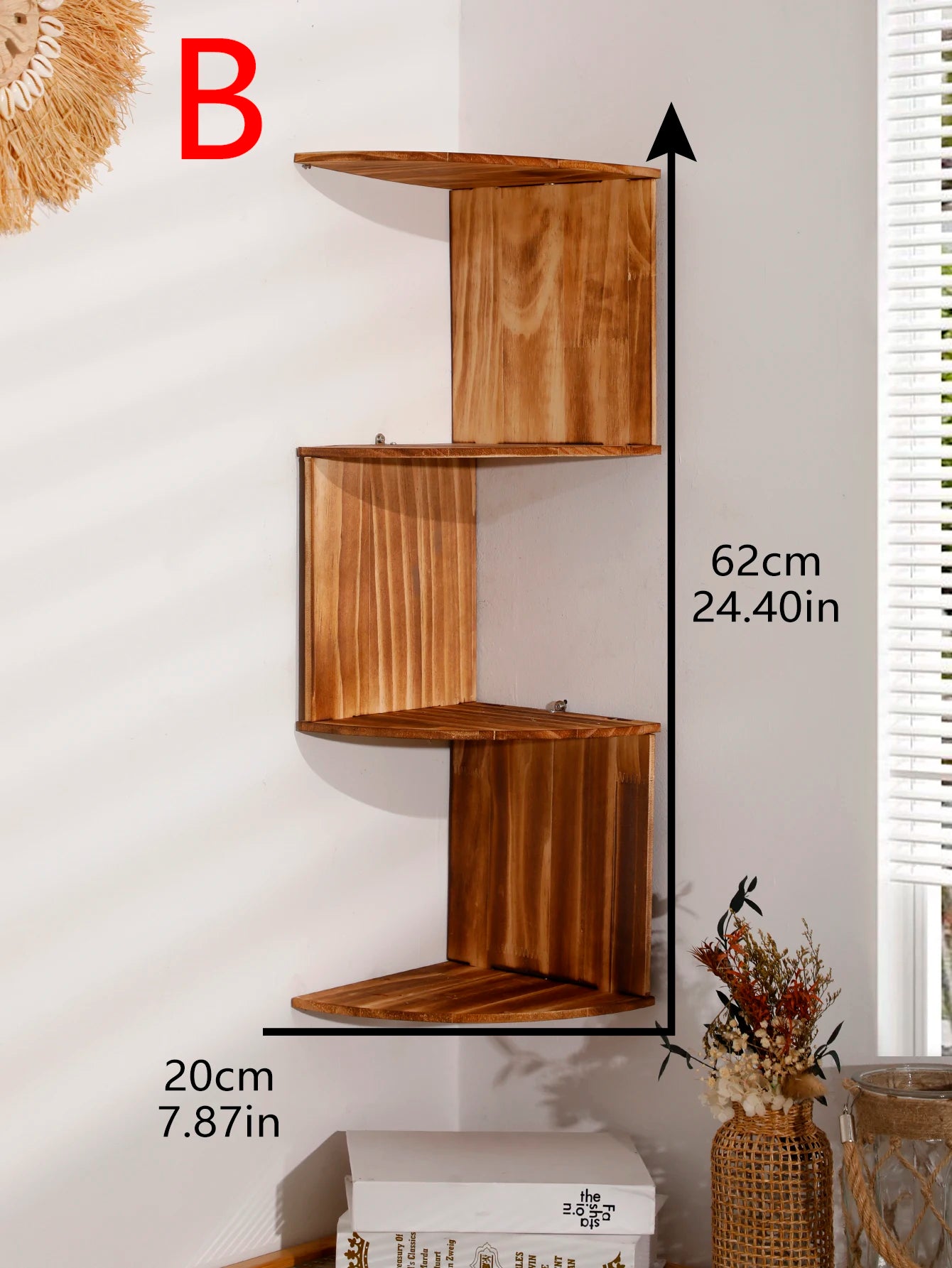 Wooden Corner Floating Shelf – Space-Saving Wall Storage