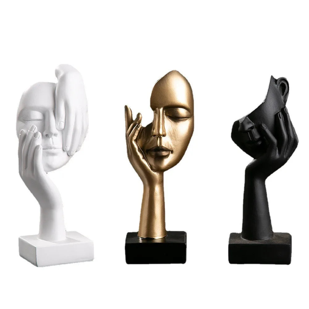 Nordic Light Luxury Resin Abstract Statue - Modern Face Character Figurine