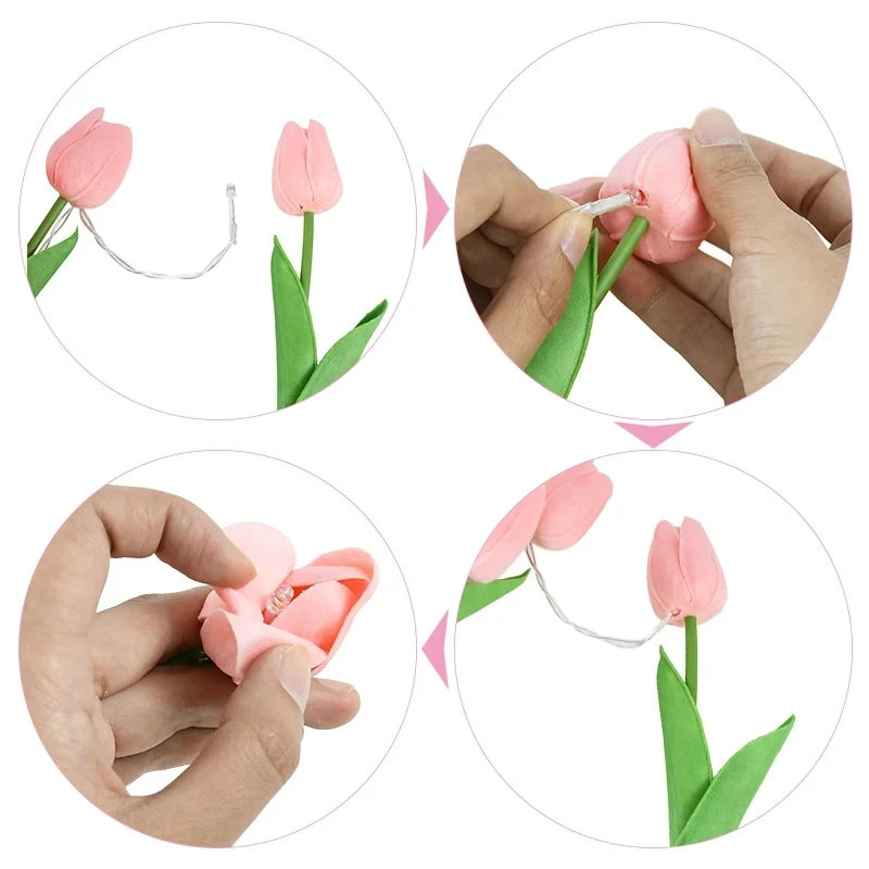 LED Tulip Bouquet Night Light - 5/10pcs Realistic Artificial Flowers