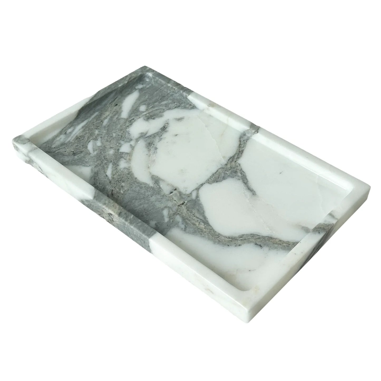 Natural Marble Vanity Tray - Elegant Calacatta Viola Organizer