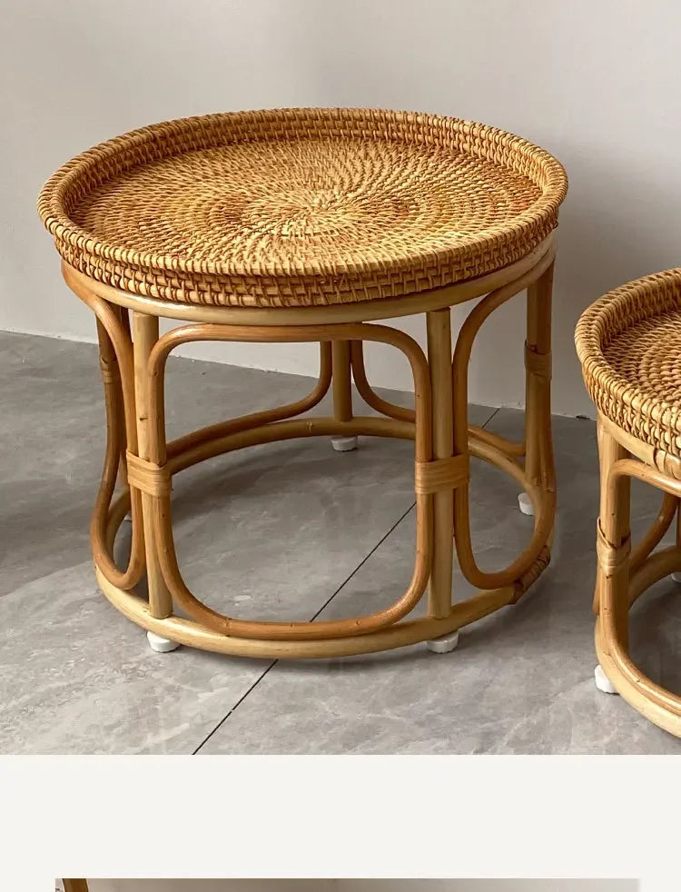 Creative Handmade Rattan Weaving Characteristics Retro Storage Home Tea Table Afternoon Tea Pastries Food Storage Furniture Hot