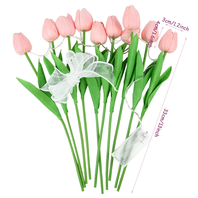 LED Tulip Bouquet Night Light - 5/10pcs Realistic Artificial Flowers