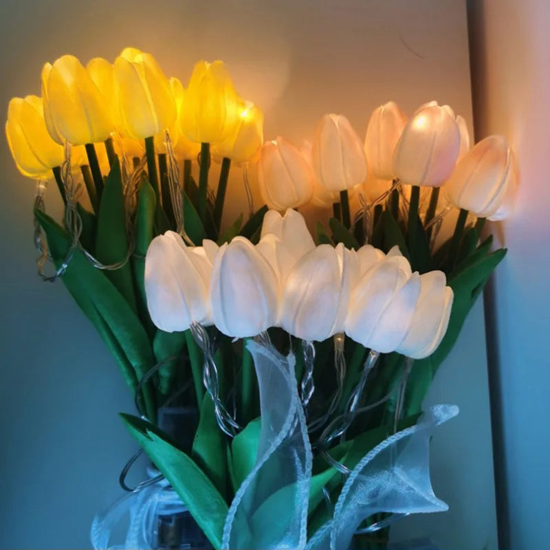 LED Tulip Bouquet Night Light - 5/10pcs Realistic Artificial Flowers