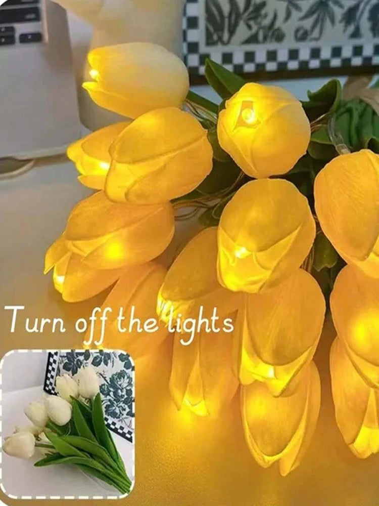 LED Tulip Bouquet Night Light - 5/10pcs Realistic Artificial Flowers