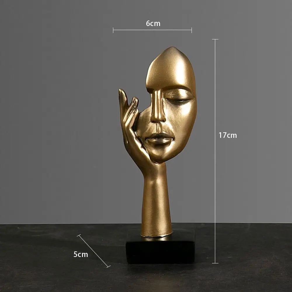 Nordic Light Luxury Resin Abstract Statue - Modern Face Character Figurine