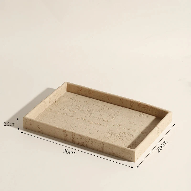 Wabi-Sabi Yellow Travertine Vanity Tray – Natural Stone Decor