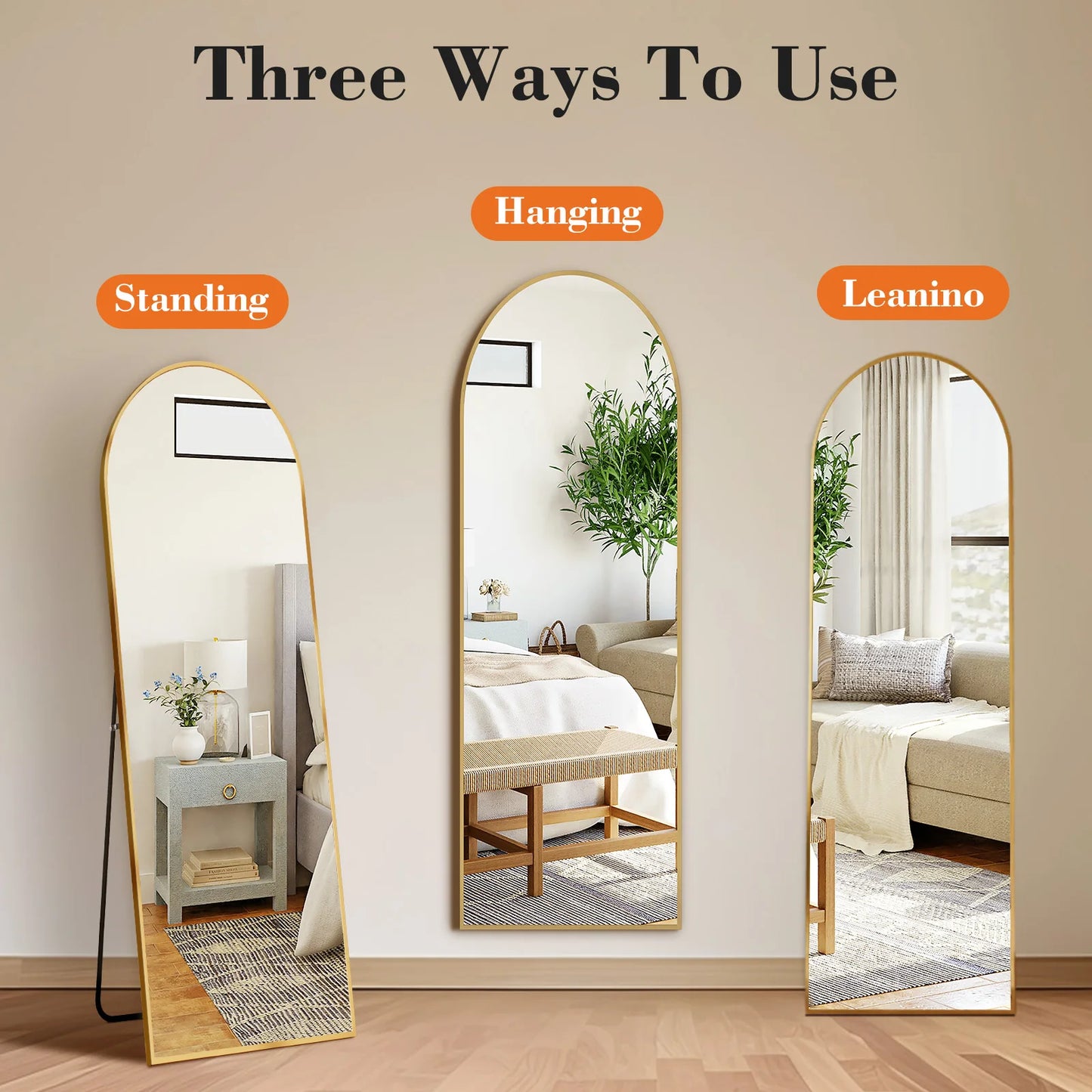 JHK Full Body Wall Mirror 59"x16" - Sleek and Functional Design