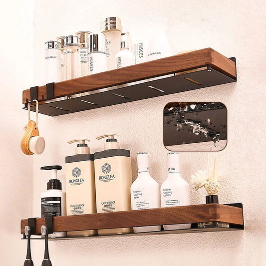 Wood Black Kitchen Shelf – Multi-Purpose Wall Rack