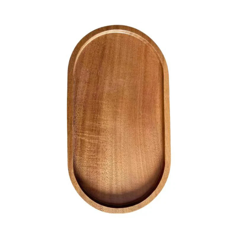 Solid Wood Round Dessert Plate - Multi-Style Serving Tray